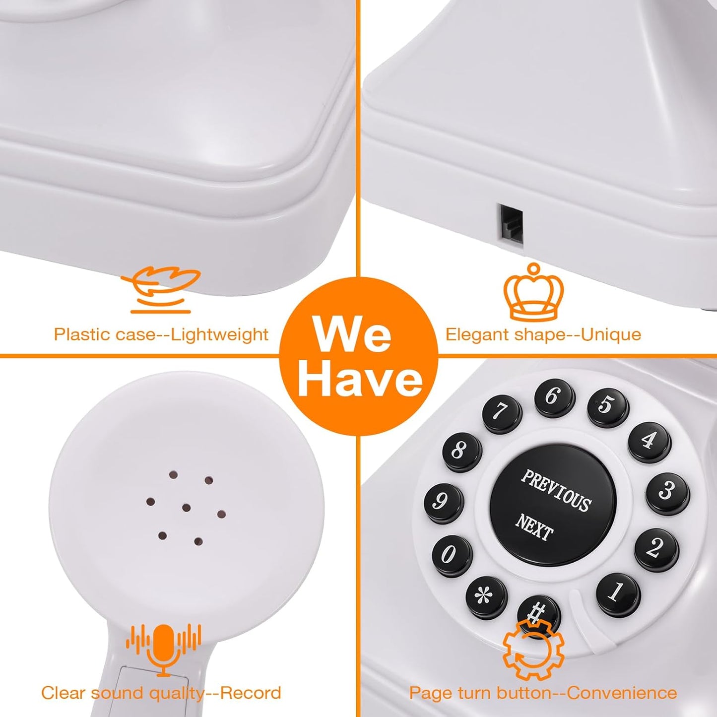 Guest Book Audio Wedding Phone,Record Voice Messages,Retro Guest Book for Wedding or Birthday Party Message Voicemail,Save The Blessings of Your Relatives and Friends（White）