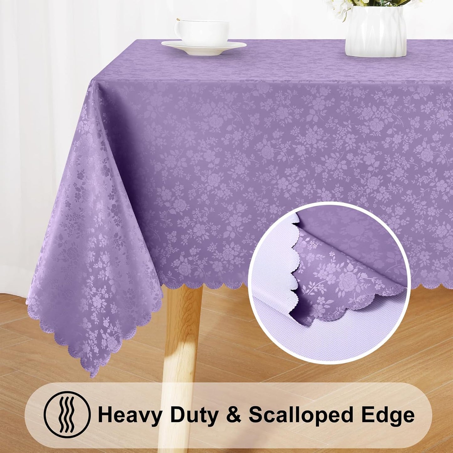Smiry Rectangle Table Cloth, Waterproof Heavy Duty Vinyl Tablecloths, Wipeable Washable Table Cover for Kitchen and Dining Room (Purple, 54" X 78")