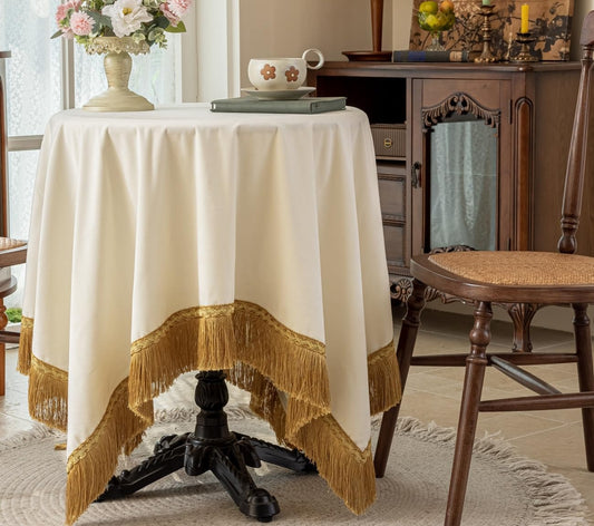 F-CHU Small Square Tablecloth 36 x 36 Inch Velvet Tablecloths Solid White Small Round Table Cover for Nightstand End Bedside Table Tabletop Decoration，White Tablecloth