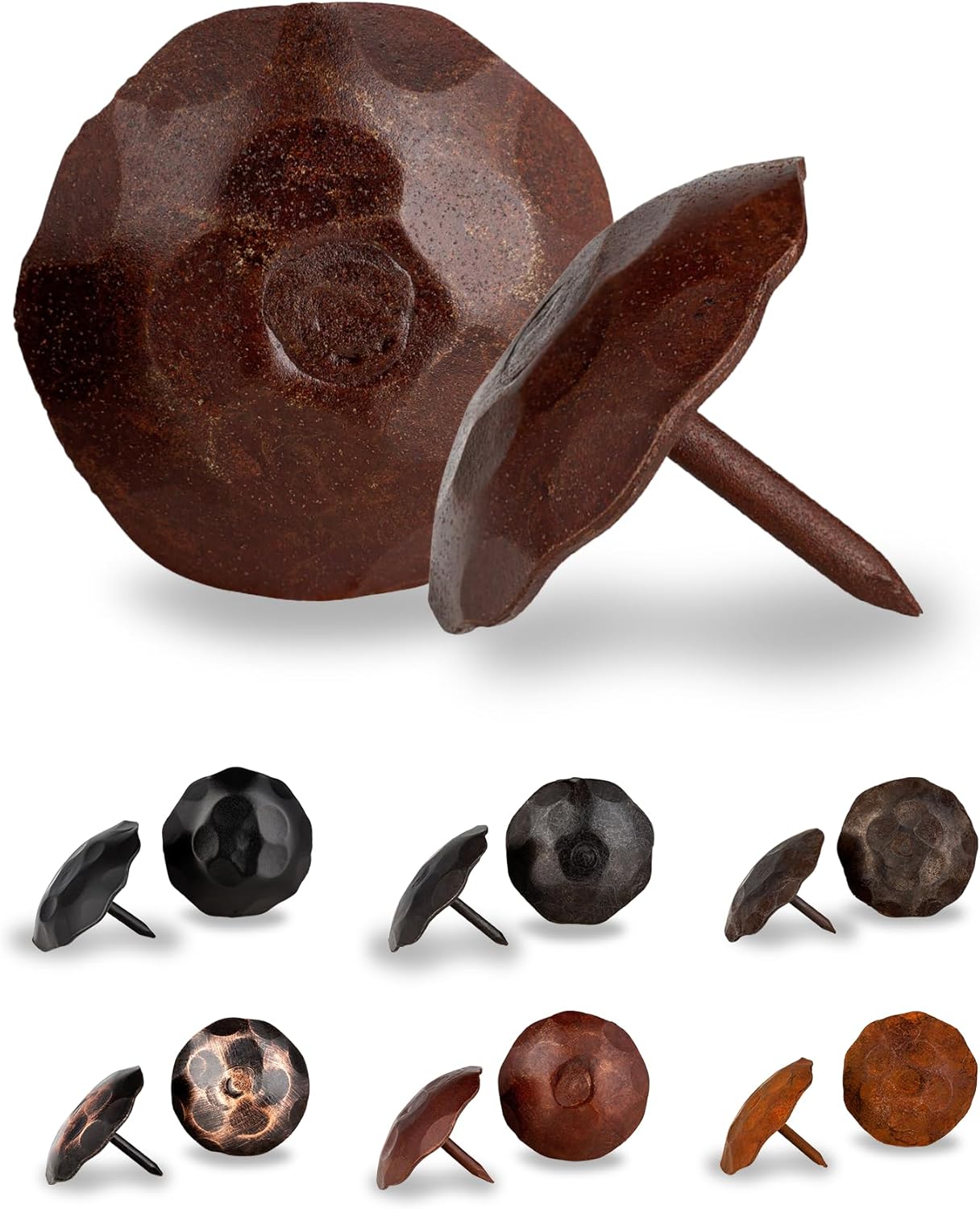 50 Pack 1.25" Round Head Iron Clavos Decorative Nails – Sealed Rusted – Handmade Rustic Round Fasteners for Farmhouse Shutters, Faux Wood, Barn Doors, Shutters, Gates – Ornamental Wood Accent