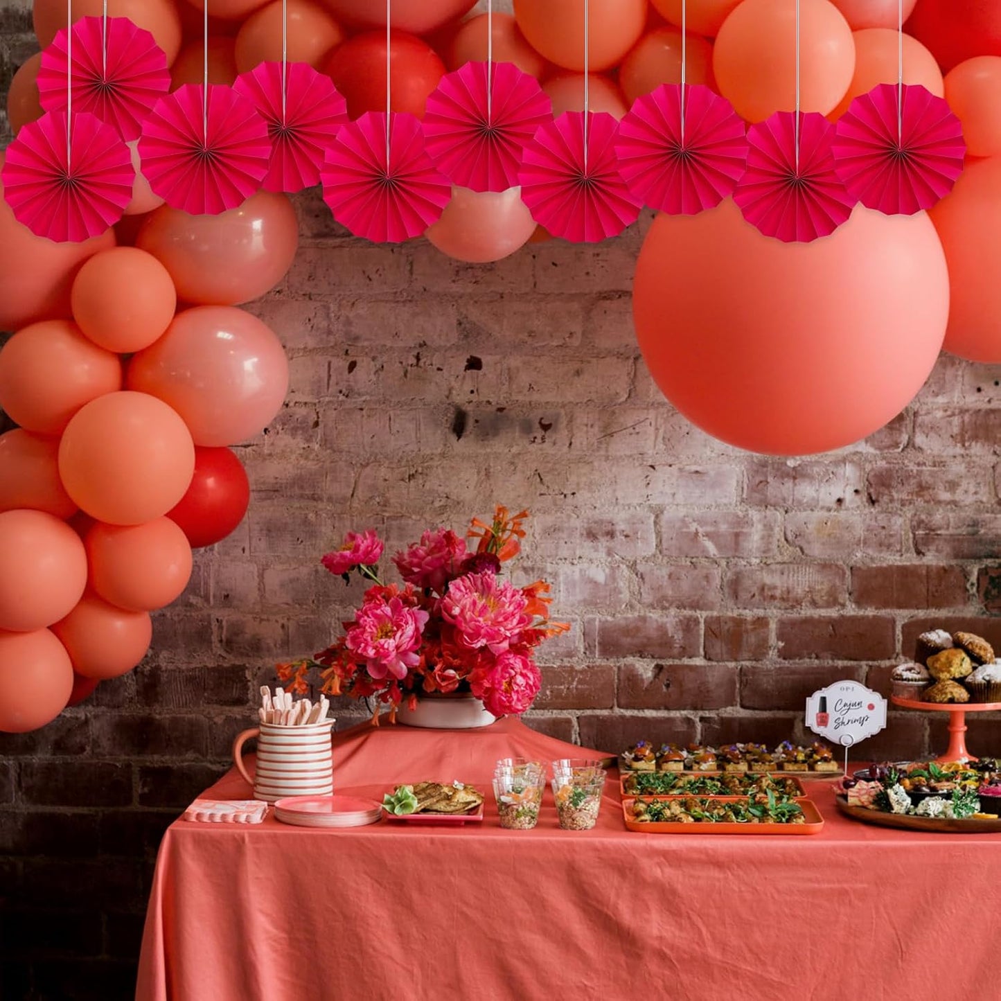 Red Birthday Decorations,DIY Red Paper Fans Hanging Decoration ,Party Supplies Party Fans 8in, Wedding Graduation Events Accessories 30 Color DIY Set （Red）