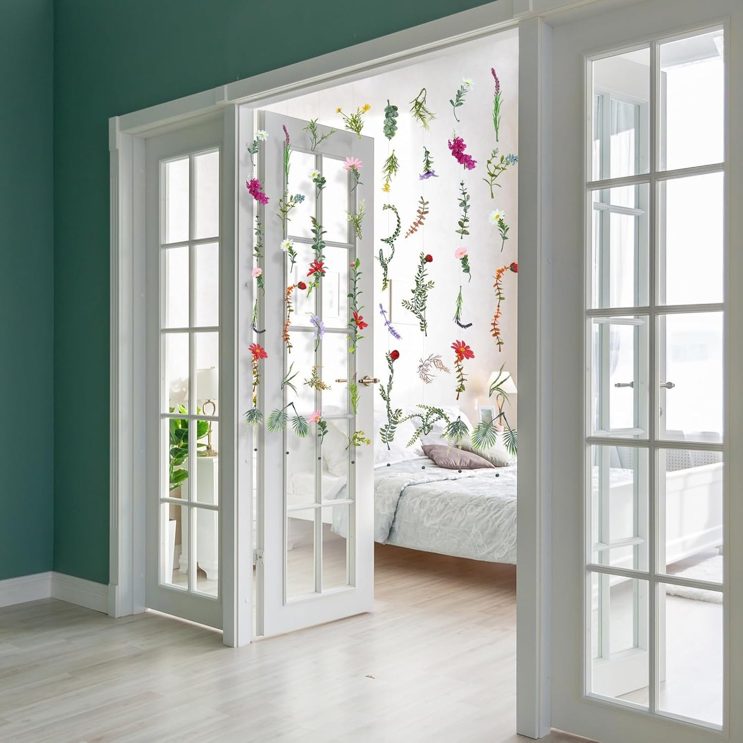 XunYee 6 Pcs 35.4 ft Flower Garlands Hanging Wildflower Backdrop Decoration Artificial Floral Garlands Fake Flower Vines Faux Silk Wildflower Decor for Halloween Fall Wedding Garden Wall Arch(Spring)