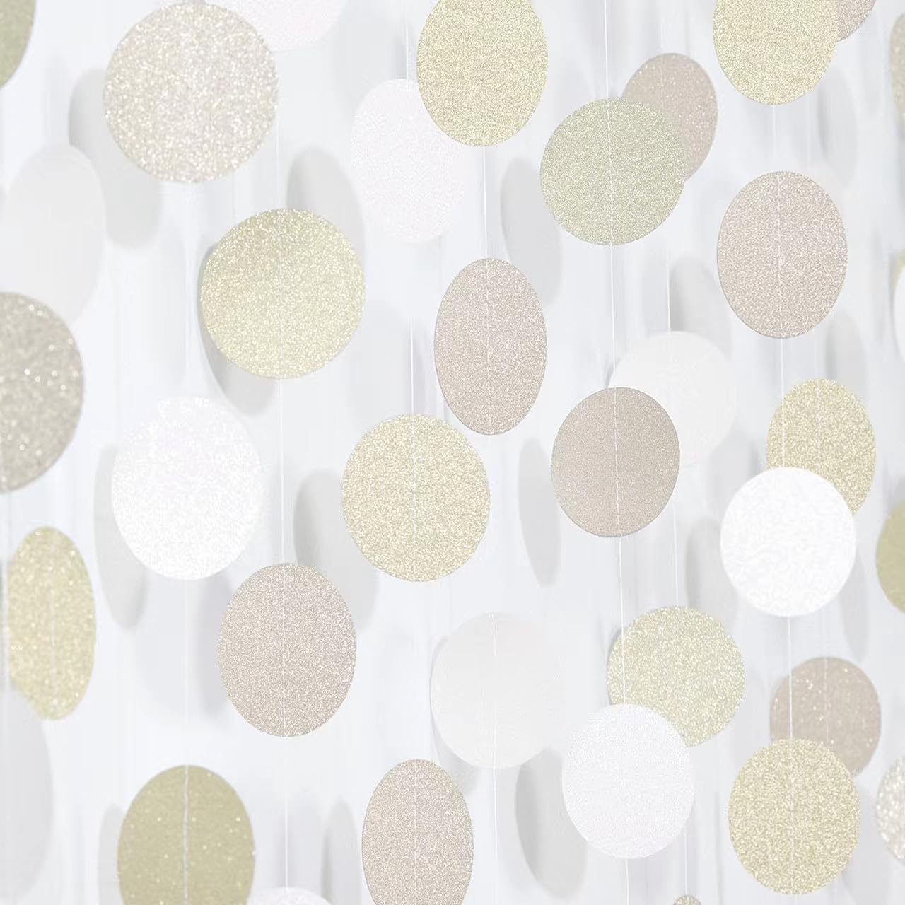 Champagne Gold White Party-Decorations Streamers - 52Ft Hanging Birthday Paper Garland Banner,Christmas Wedding Baby Bridal Shower Bachelorette Engagement Graduation Supplies Backdrop Decor Hugtmr