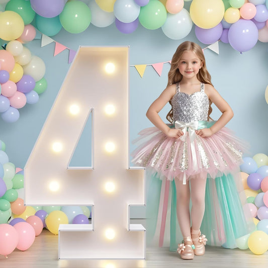 JoyMuse Marquee Numbers 3 Feet Tall, Light Up Numbers with Lights, Large Numbers for Party, Number 4 Light Up Numbers for Baby Showe Anniversary Birthday Decorations for Girls Boys