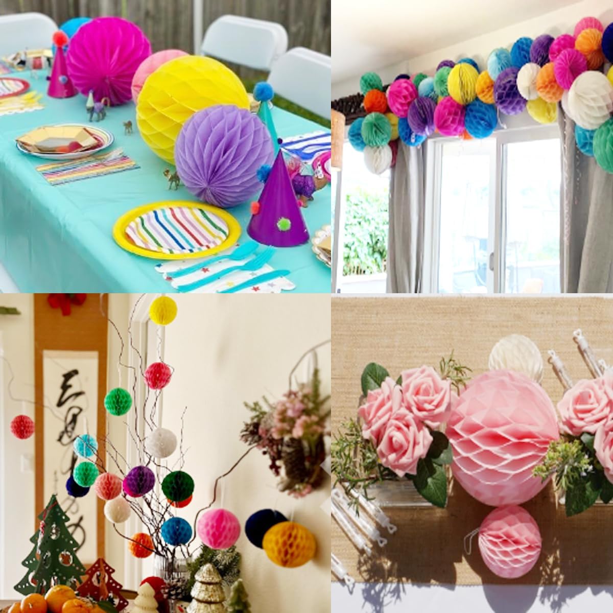 20pcs Honeycomb Decoration Paper Flower Balls Tissue Paper Pom Poms for Birthday Wedding Home Decor (3inch, Royal Blue)