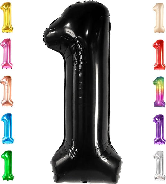 KatchOn, Large Black Number 1 Balloon - 40 Inch | Mylar Foil Balloon For 1st Happy Birthday Decorations | Black Number 1 Balloon For 1st Anniversary Decorations | Birthday Party Decoration