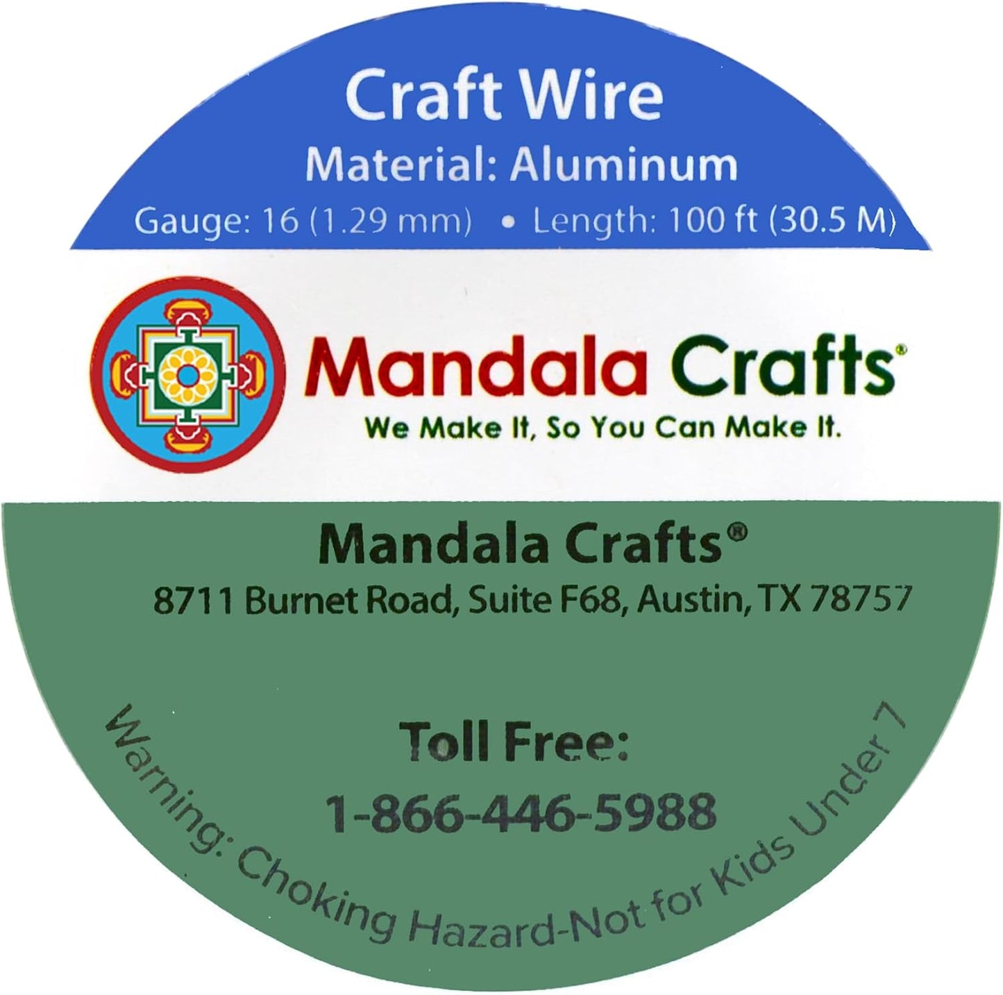 Mandala Crafts 16 Gauge Anodized Aluminum Craft Wire for Jewelry Making - 100 FT Colored Flexible Turquoise Wire - Bendable for Bonsai Armature Crafting Sculpting