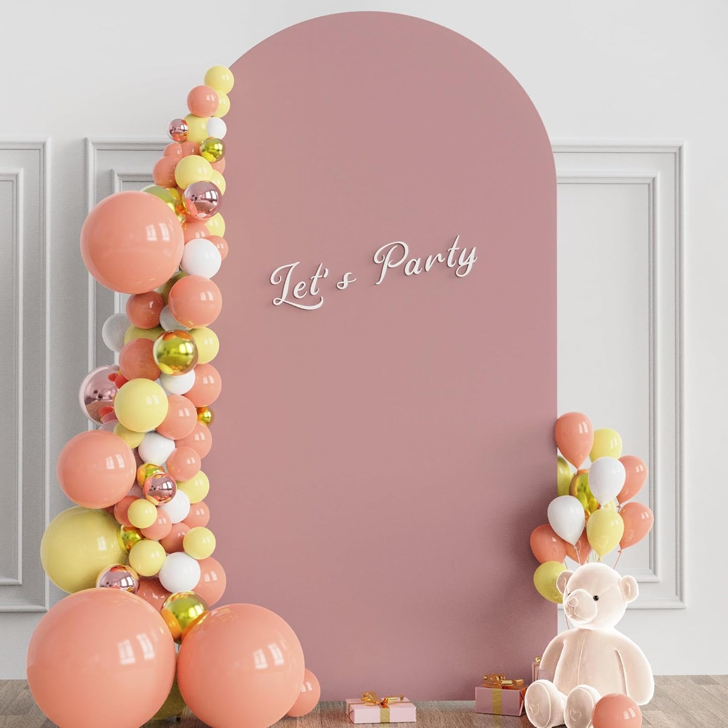 Wokceer 7.2 FT Wedding Arch Stand and Arch Cover, Metal Arch Backdrop Stand with Arch Stand Cover for Birthday Party Wedding Ceremony Bridal Baby Shower Event Decor, Light Dusty Rose