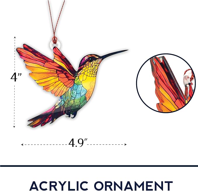 Christmas Ornaments - Hummingbird Christmas Ornament - Hummingbird Gifts for Women - Bird Ornaments for Christmas Tree - Hanging Decor for Xmas Tree - Christmas Ornament 2025 - Gift Exchange