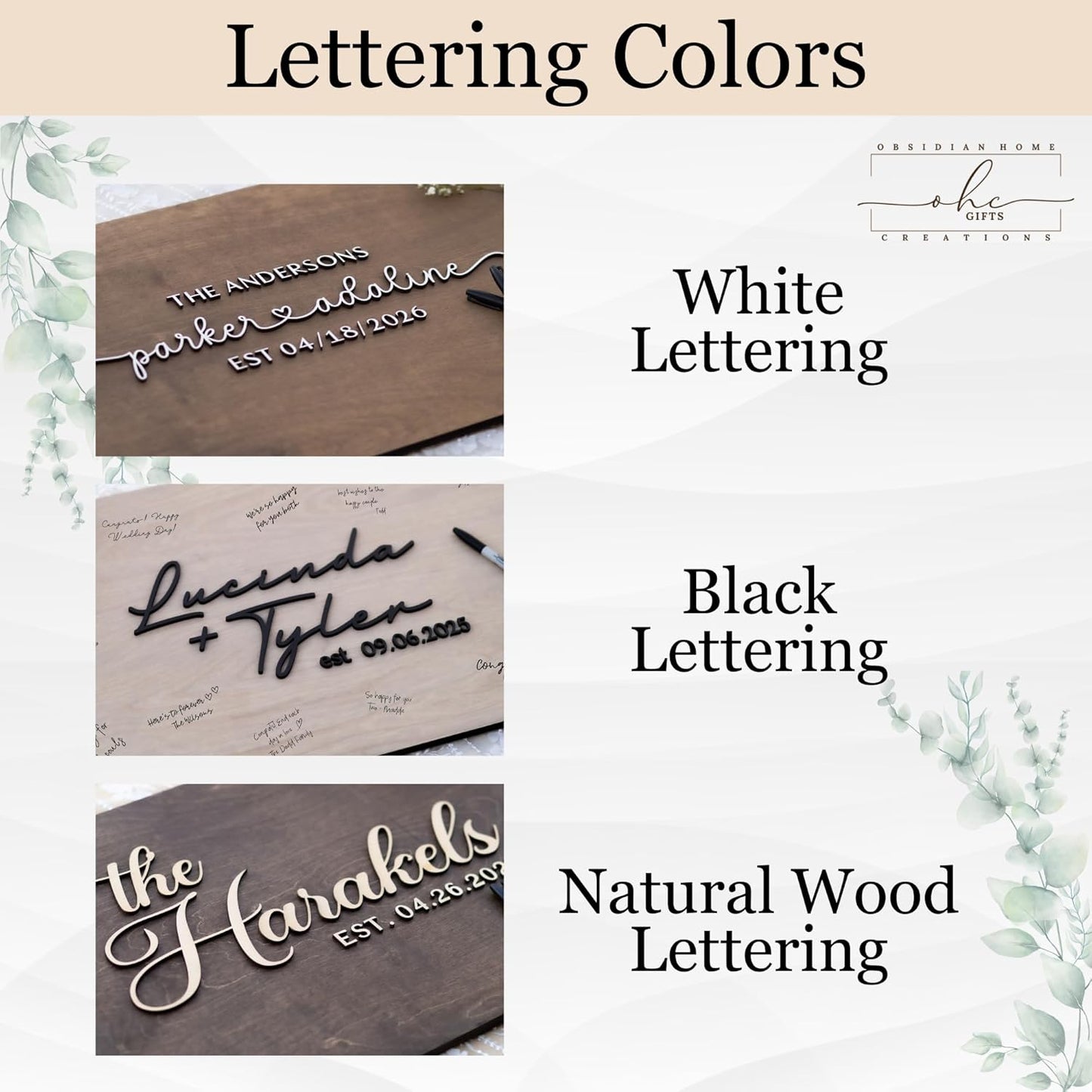 Personalized Last Name Guest Book, Unique Guest Book Sign, Custom Alternative Guest Book, Wooden Guest Book, Wedding Ceremony Guestbook Sign (Design 7)