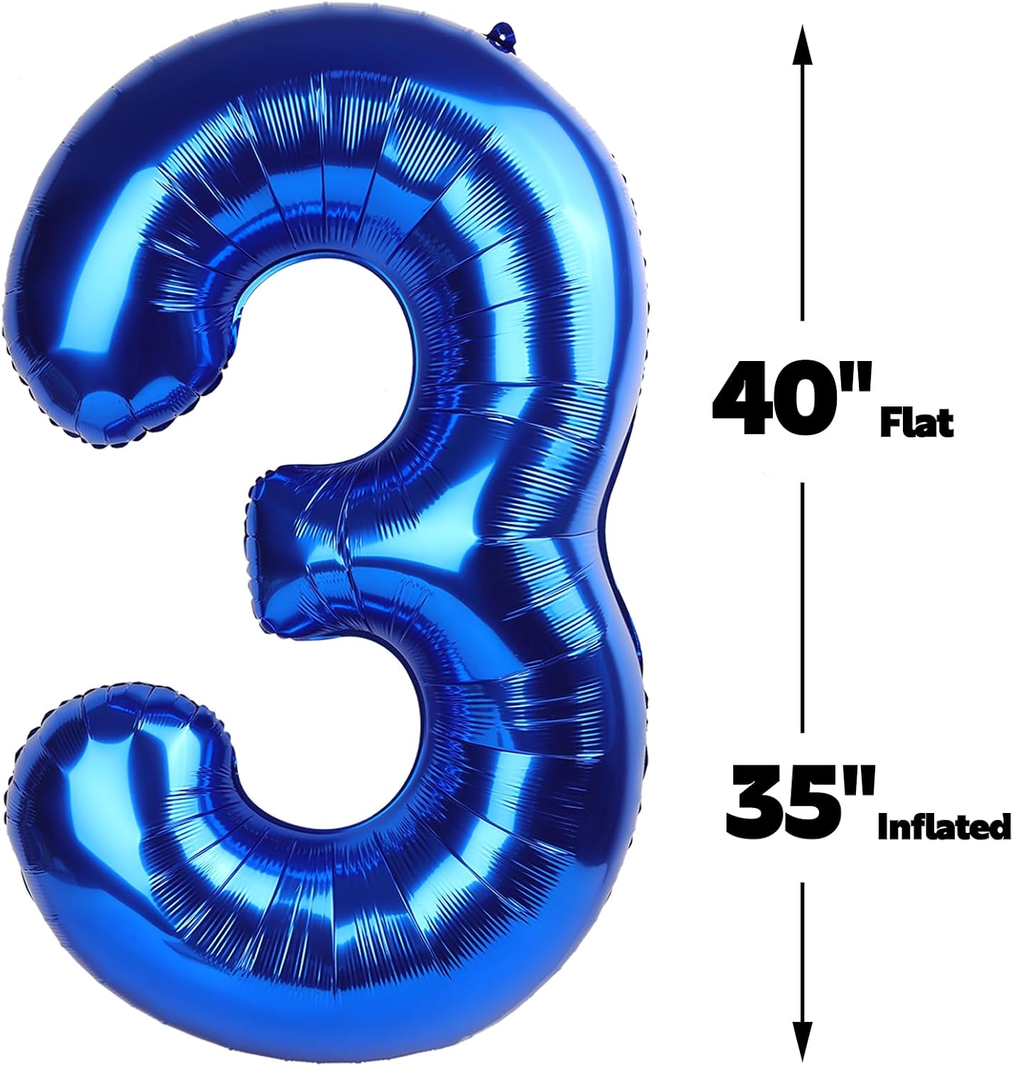 40 Inch Navy Blue 3 Large Number Balloon, 3 13 23 30 33 36 38Blue Birthday Party Decorations, Number Three Foil Balloons for Anniversary Party Graduations Celebration Supplies