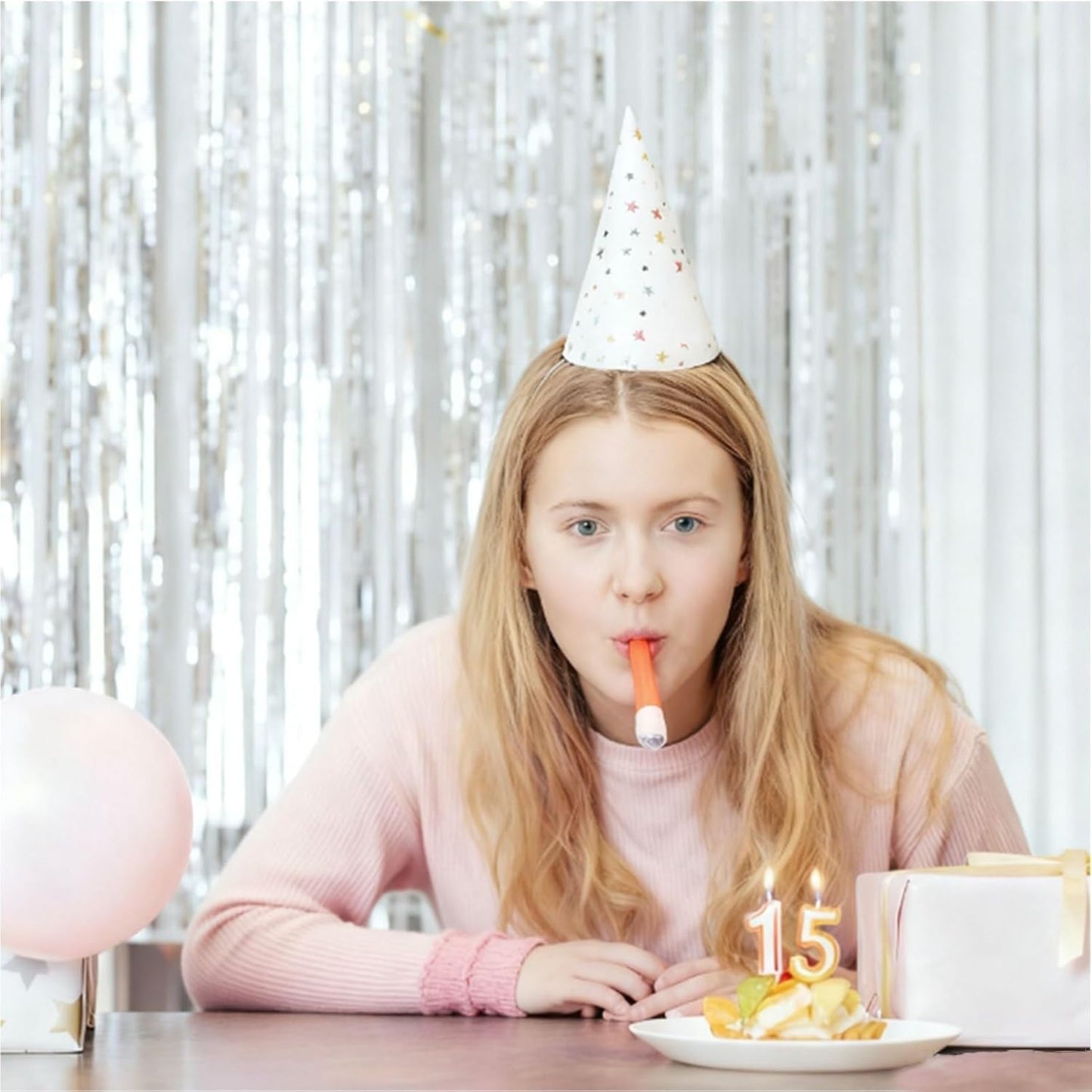 4 Pack Silver Foil Fringe Curtain - Silver Tinsel Streamer Backdrop Curtains for Birthday Party Decorations