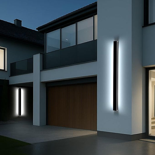 Modern Outdoor Wall Lights Dimmable, 79in Linear LED Exterior Wall Light, Ip65 Waterproof Long Exterior Lighting Fixtures Wall Mount Sconces for Front Door, Stair