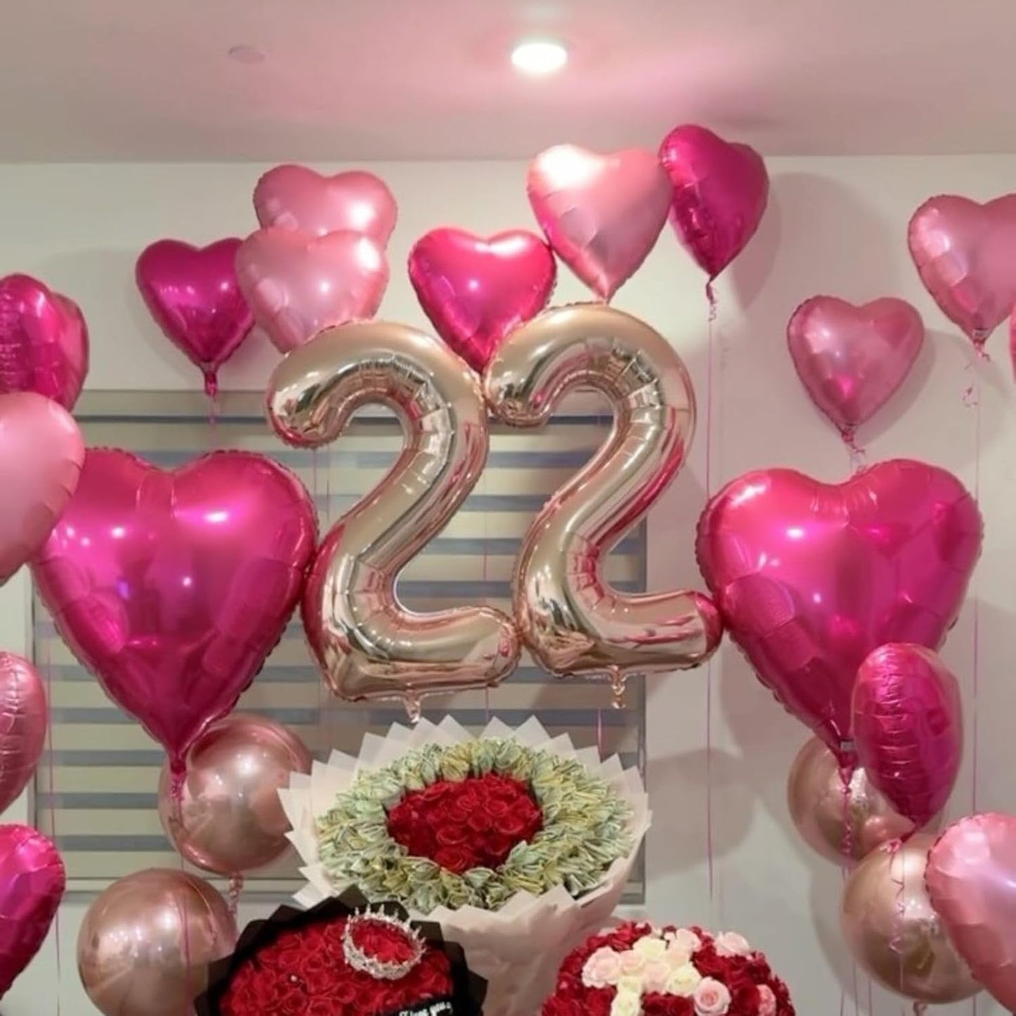 12 Pcs Heart Balloons, 18 inch Pink Heart Shaped Balloons, Big Helium Balloon,Love Foil Balloon for Wedding Baby Shower Anniversary Backdrop Valentine Party Decoration