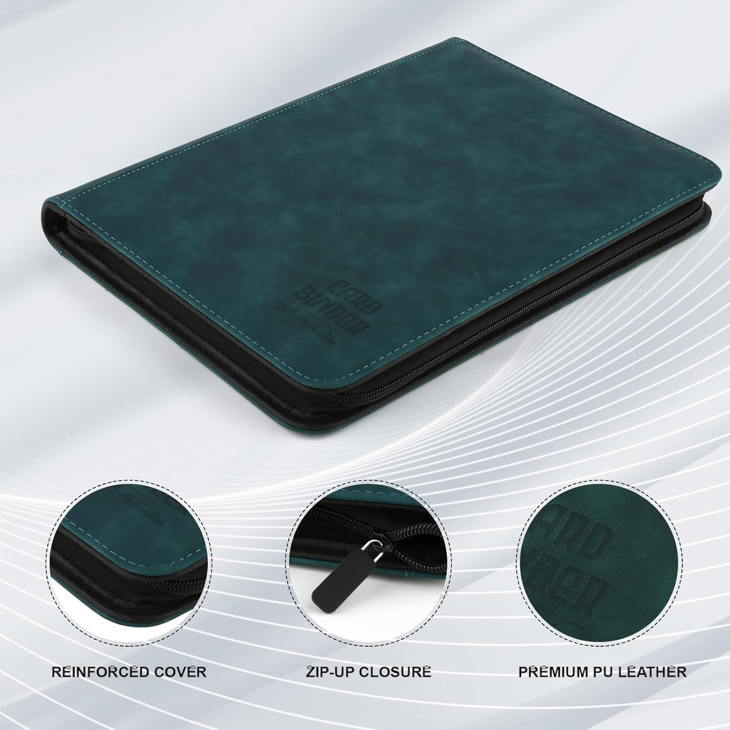 Toploader Binder with 9-Pocket Pages, Holds 288 "3×4" Rigid Toploader Hard Cases, Card Holder for Collectible Cards or Sports Cards, Durable Sleeves for Storage & Display (Viridian)