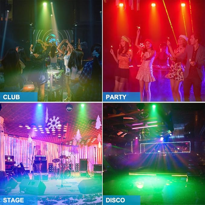 Mini Moving Head Light, 30W Compact Led DJ Stage Lights Moving Head Wash with Halo Effects, Remote/ DMX512/ Sound Control for Wedding DJ Party Disco Club Small Venues