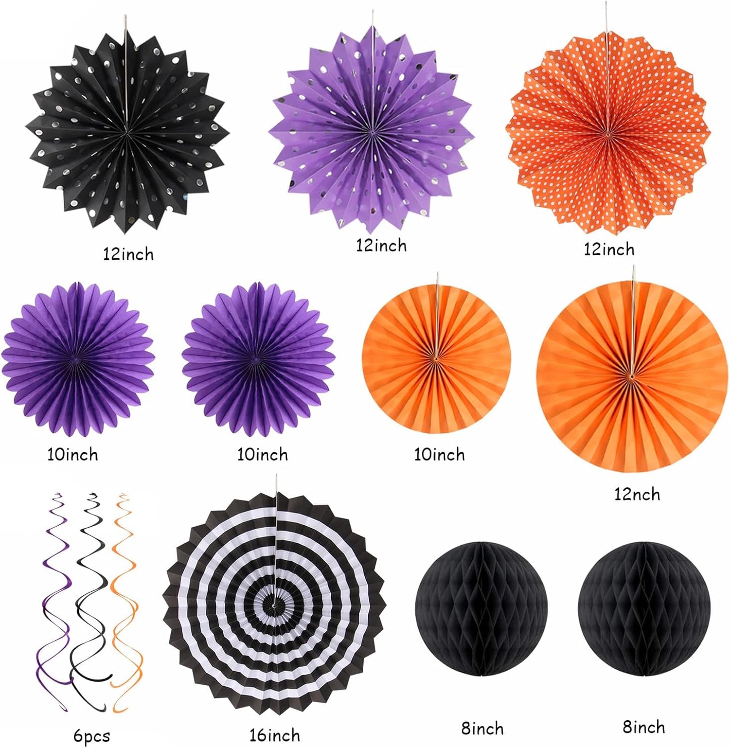 Orange Black Purple Halloween Party-Decorations - 33Pcs Banner,Streamers Tassel Garland,Tissue Pom Poms Honeycomb,Paper Lantern Fan,Birthday Wedding Baby Bridal Shower Decor Hugtmr