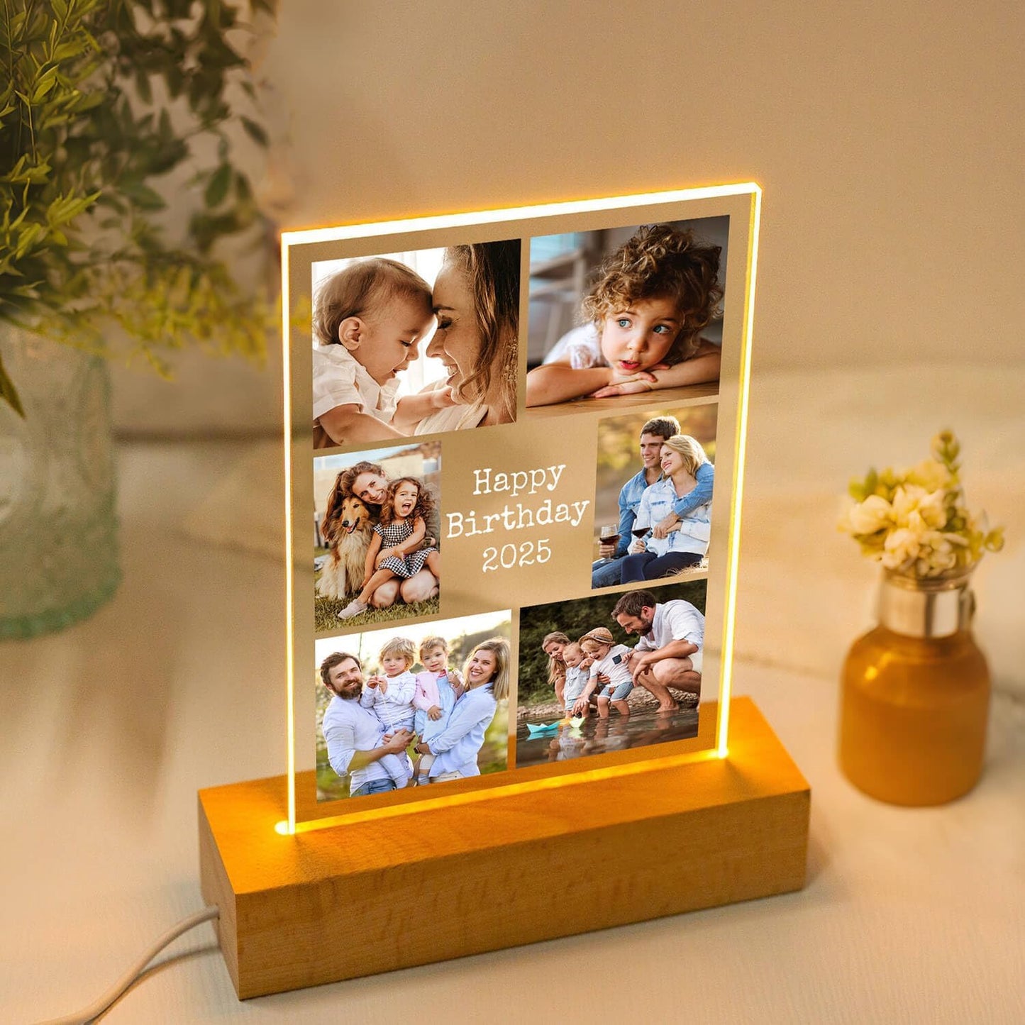 Custom Picture Frames with Photo, Personalized Photo Frame with Night Light, Customized Picture Frame, Personalized Anniversary Birthday Gifts for Women, Men, Her, Him, Mom, Dad, Family, Friend
