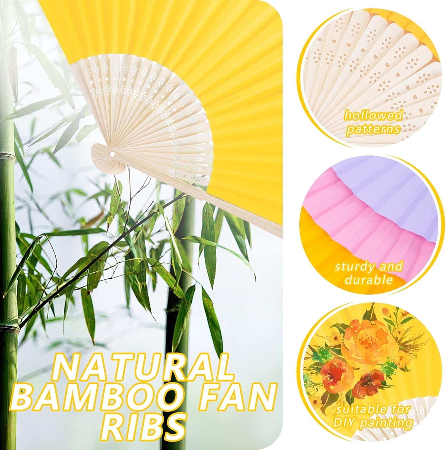 DomeStar 15 Pcs Paper Folding Hand Fans, 8.3 Inch Multicolored Paper Fans Handheld Decorative Accessories for Wedding, Outdoor Party Favors, Bridal Shower DIY Rainbow Party Decorations