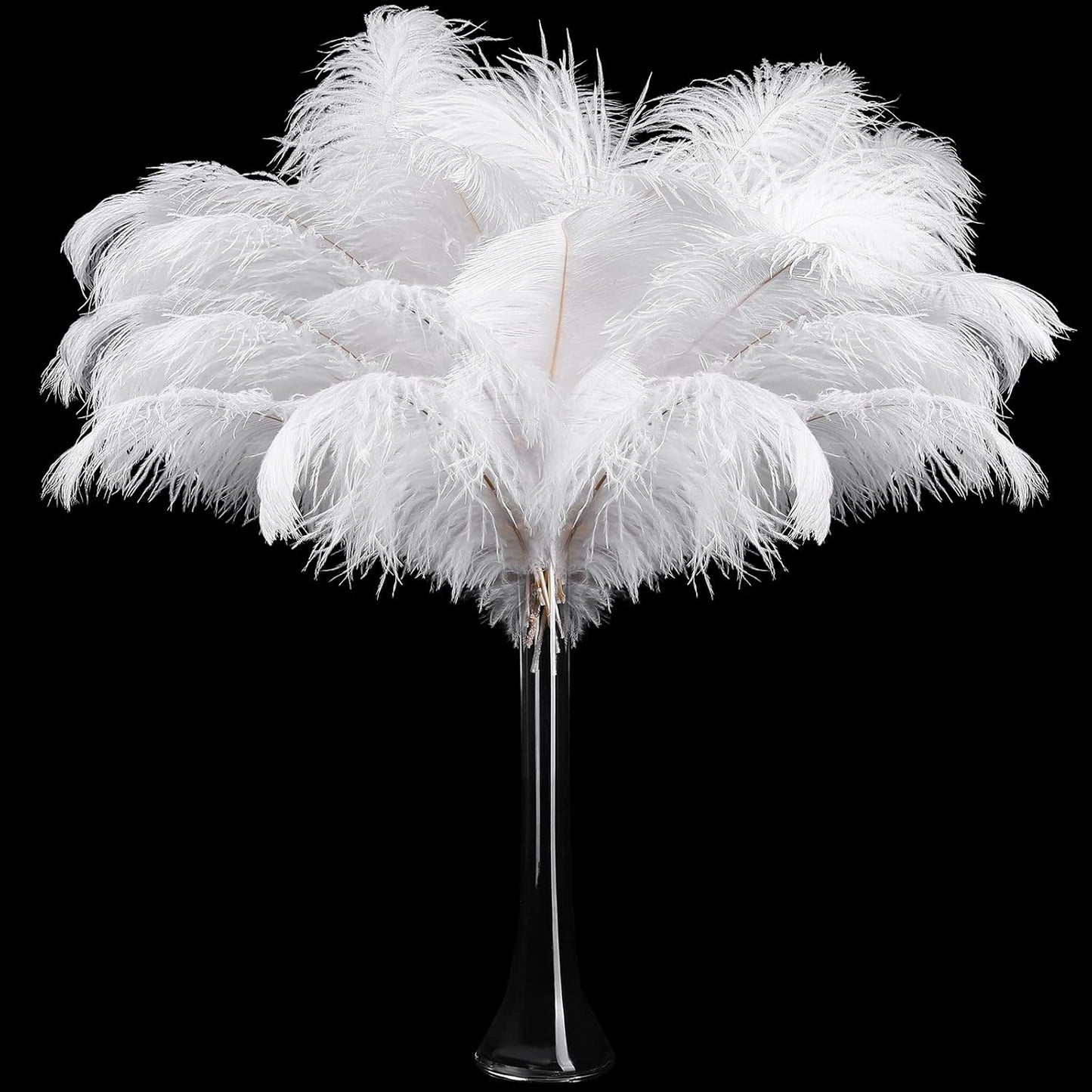 Retrowavy 30 Pcs 18-20 Inch Large Natural Ostrich Feathers Bulk for Centerpieces for Wedding Party Centerpieces Home Decoration Flower Arrangement (White)