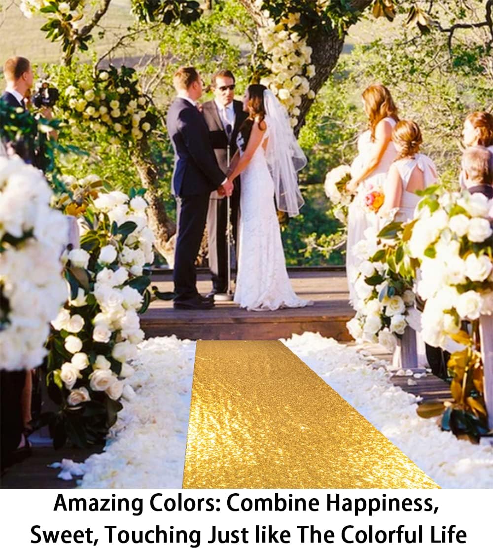 ShinyBeauty Aisle Runners for Weddings Sparkling Aisle Runner Decoration of Beach/Church Wedding (4FTx30FT,Gold)