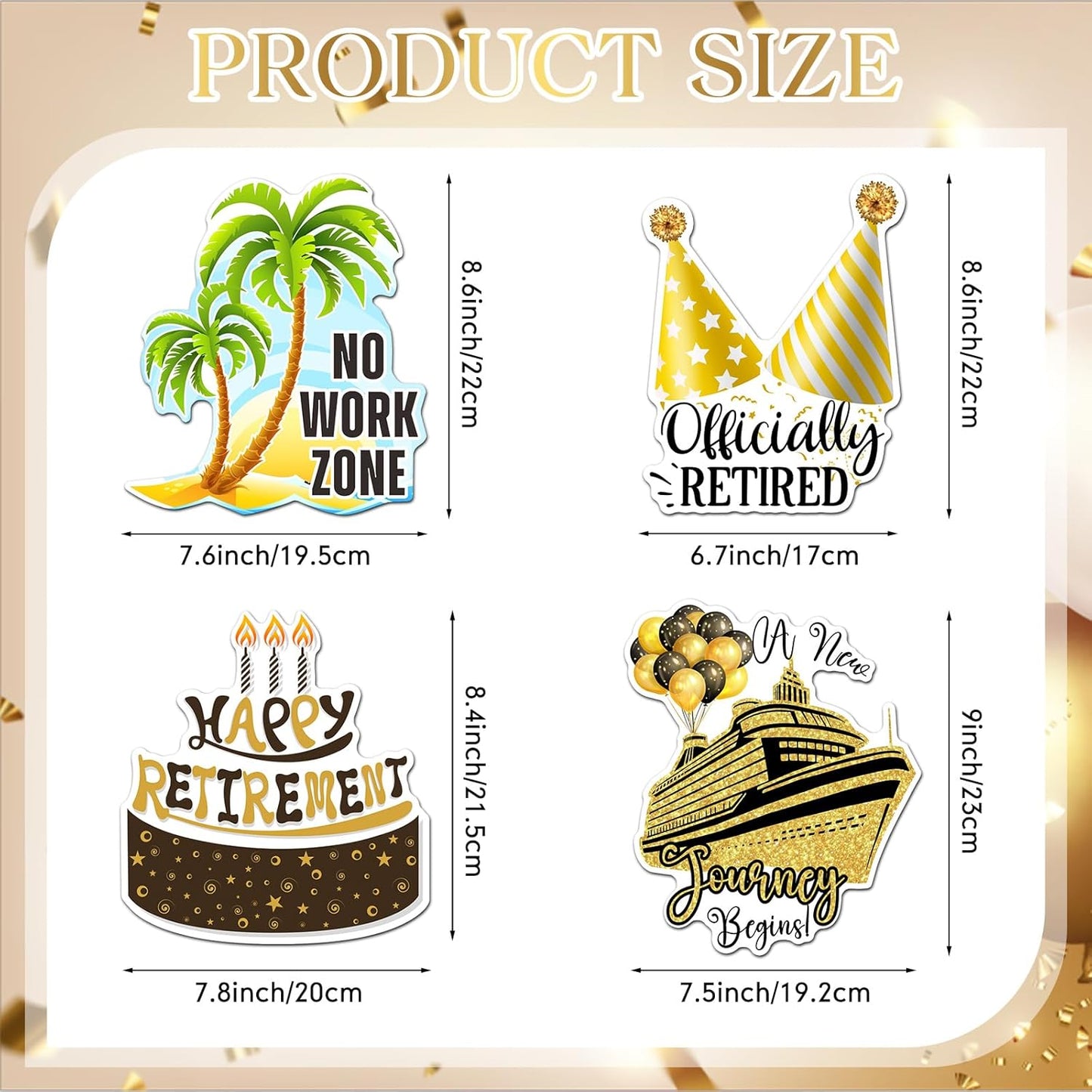 Hoteam 4 Pcs Retirement Cruise Door Decorations Magnetic Large Happy Retirement Cruise Ship Door Magnets Funny Waterproof Nautical Magnets for Carnival Cabin Stateroom Fridge Car