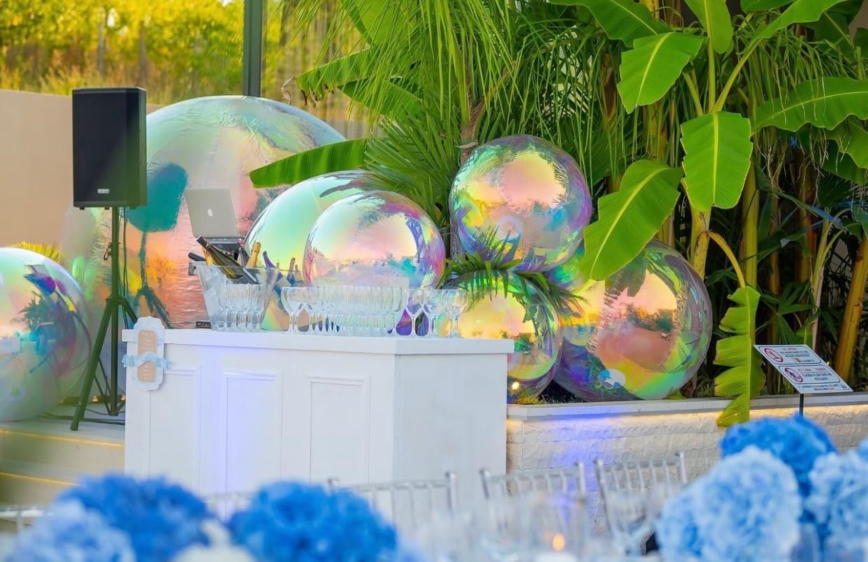Inflatable Mirror Ball Set - Airtight PVC Spheres for Parties, Weddings, and Events. Perfect for Decoration, Hanging, and Displays. Includes Electric Pump (Multicolor, 24in-2pk_32in_39in_47in_71in)