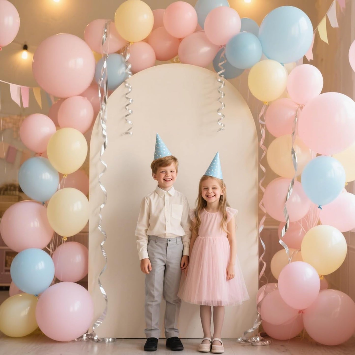 Ledido Wedding Arch Backdrop Cover 6FT Arch Covers Fitted Stretchy Spandex Round Top Stand Backdrop Cover for Wedding Banquet Ceremony Birthday Party Baby Shower Event Decoration,Beige