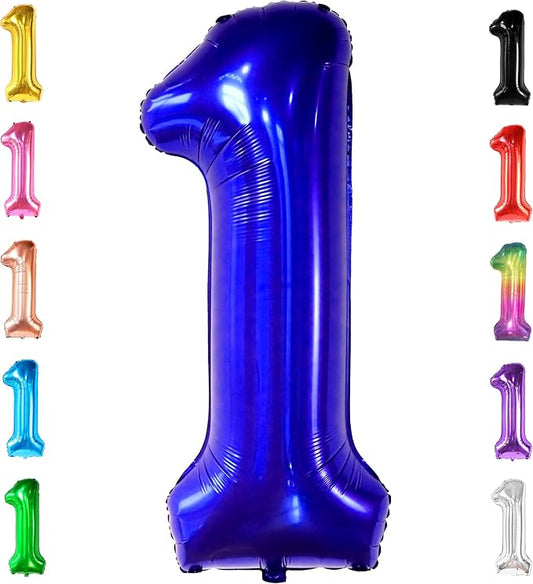 KatchOn, Blue 1 Number Balloon for First Birthday - Big,40 Inch | Blue Number 1 Balloon for First Birthday | Navy Blue Number One Balloon | 1st birthday decorations Boy