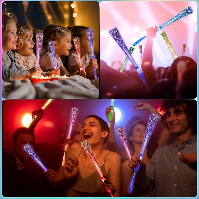 128 Pack Multicolor Fiber Optic Wand Glow Wand LED Light Up Wand Bulk with 3 Flashing Models Flashing Sticks for Glow in The Dark Birthday Party Favor Wedding Halloween Christmas, 8 Colors