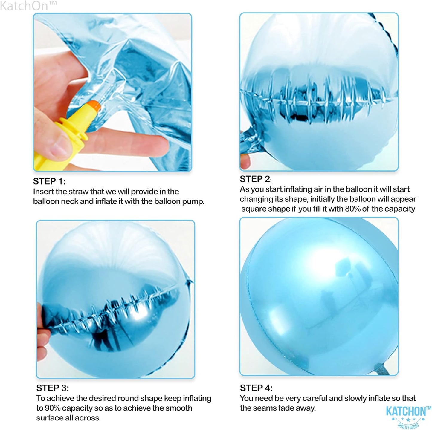 KatchOn, Light Blue Foil Balloons - 22 Inch, Pack of 6 | Light Blue Metallic Balloons | Baby Foil Balloon for Gender Reveal Decorations | Shark Theme Birthday Decor | Under The Sea Party Decorations