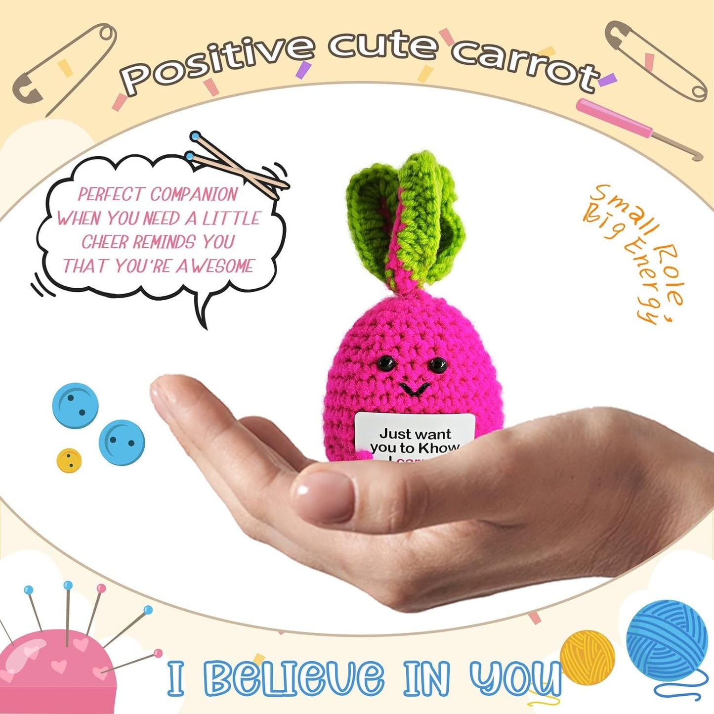 Emotional Support Crochet Carrot,Lovely Gift for Friends,Mom,Dad,Grandpa,Grandma,Colleagues,Classmates,Graduation Gift,Emotional Support Toys,Home Office Decoration