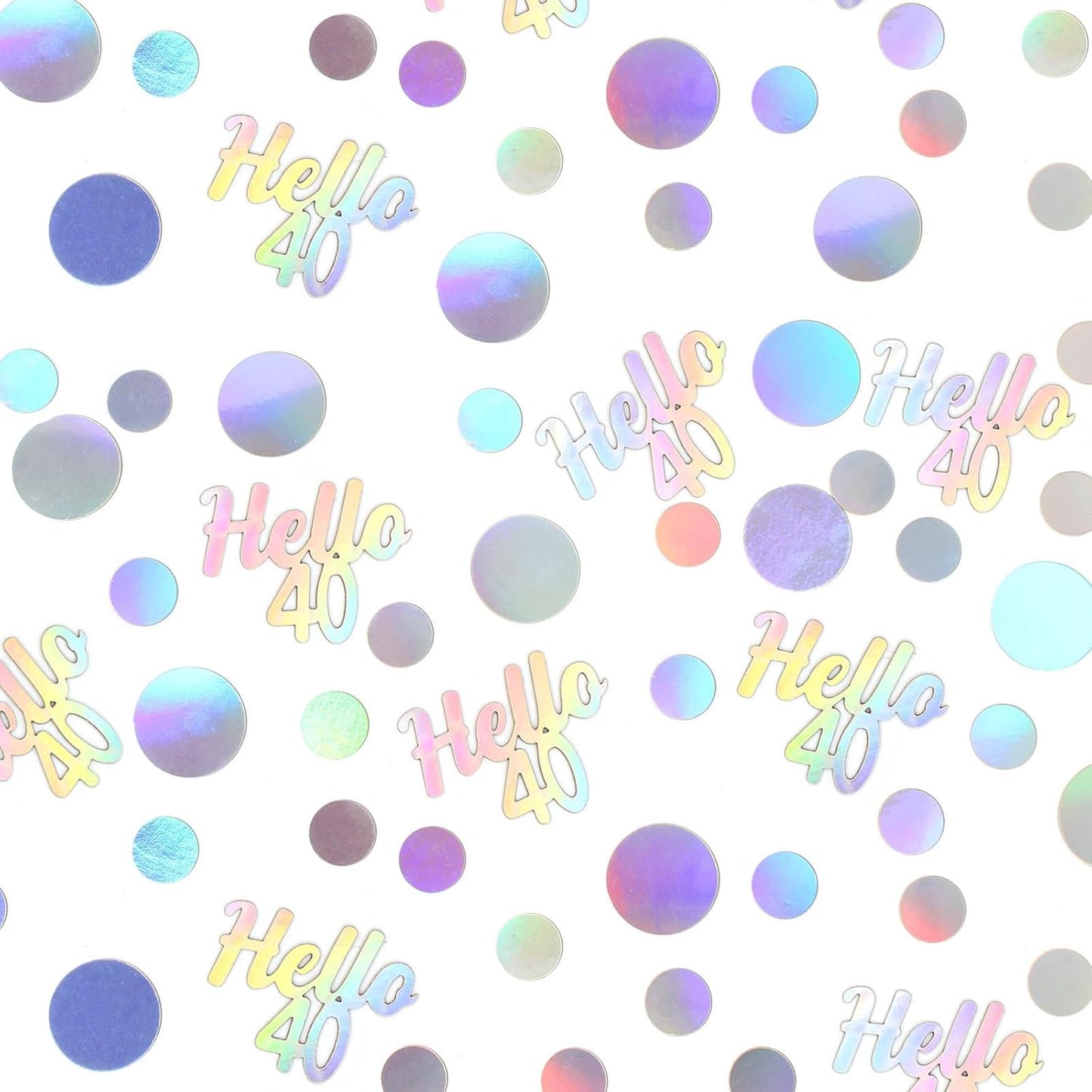 40th Birthday Confetti for Table Iridescent Birthday Party Decorations for Her Circle Dots Hello 40 Women Forty Years Old Birthday Table Scatters Decor Anniversary Party Supplies 300PC
