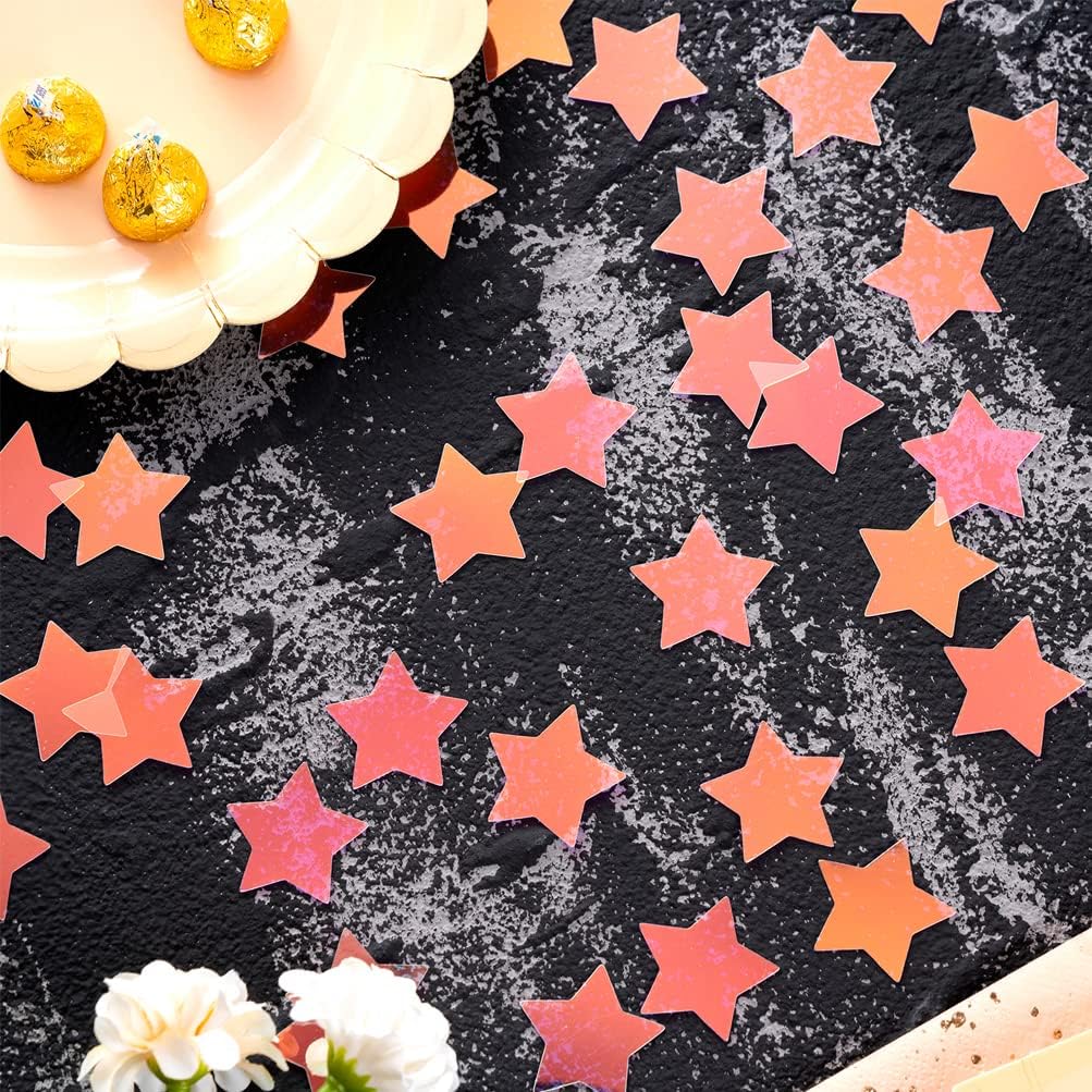 Iridescent Star Confetti Holographic Table Decoration for Baby Shower Birthday Theme Party,1.2 inch in Diameter,200 Counts