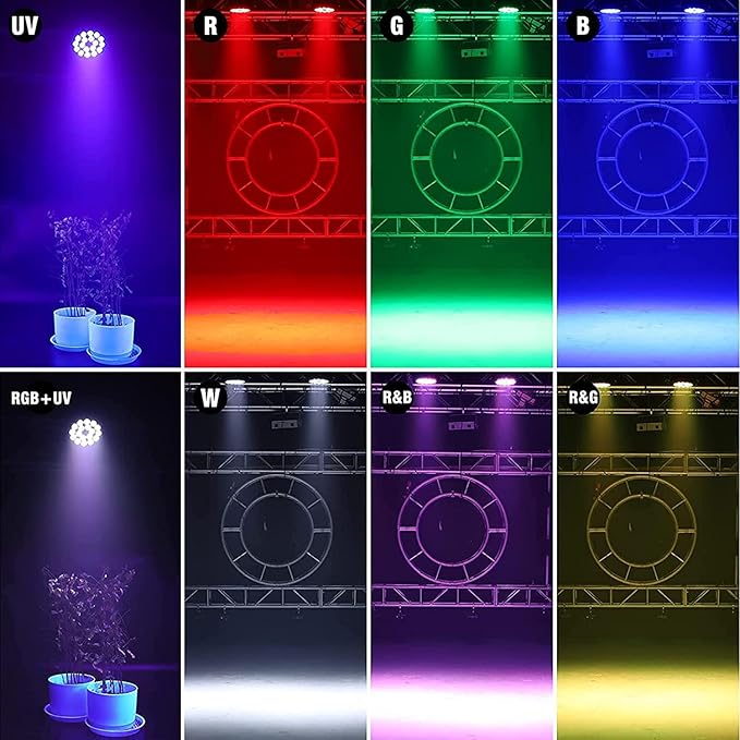 Par Can Lights Stage Lights, 18LED 180W RGB+UV Uplights Stage Lighting Effect by DMX and Sound Control Stage Lighting for Halloween Party Bar Disco DJ Live Show Wedding (2 Packs)