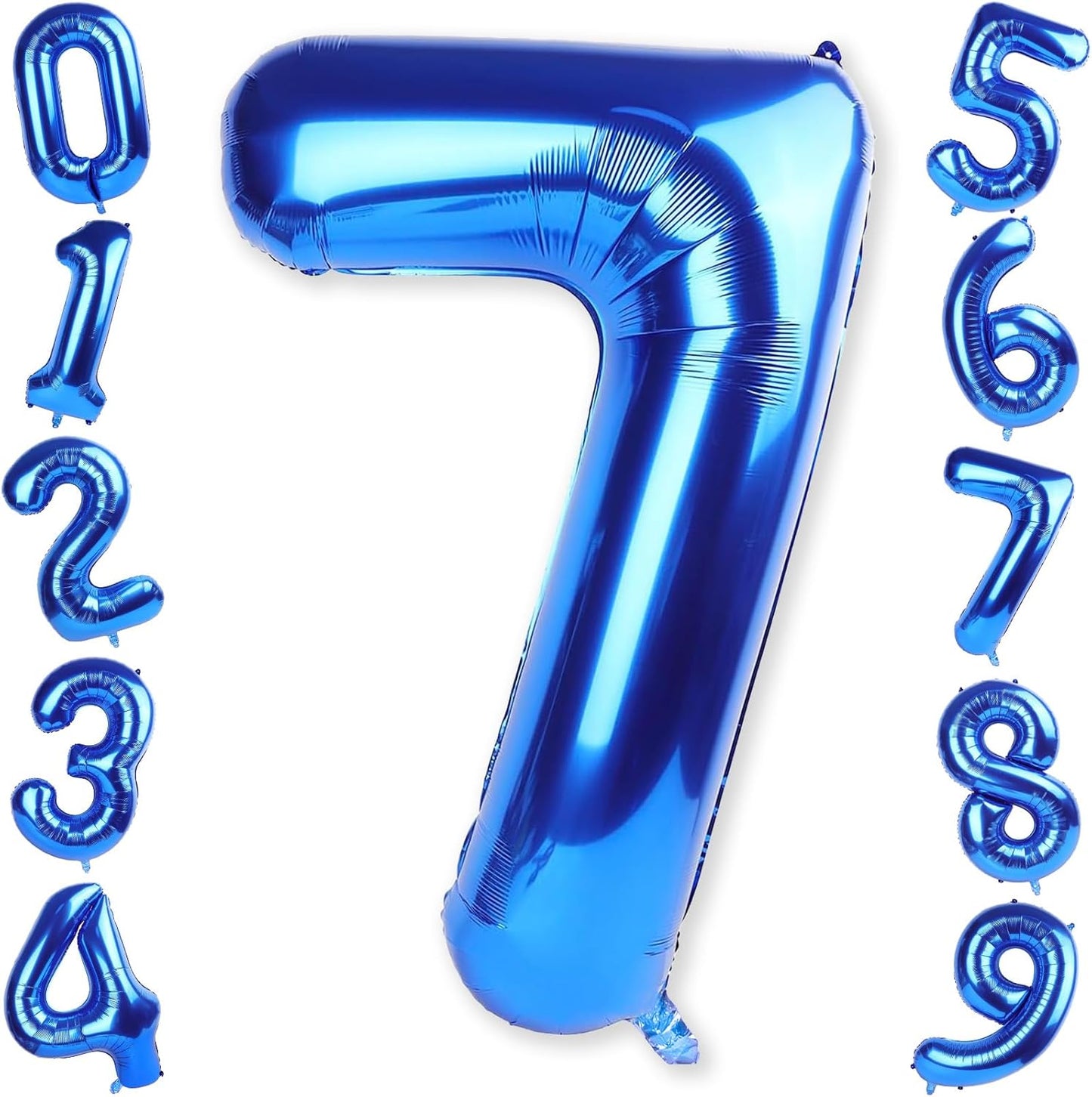40 Inch Navy Blue Number 7 Balloon, Dark Royal Blue Large Self Inflating Foil Balloons for 7th Birthday Decoration Boys, Digital 7 Helium Balloon for Girls Men Birthday Baby Shower Anniversary Party