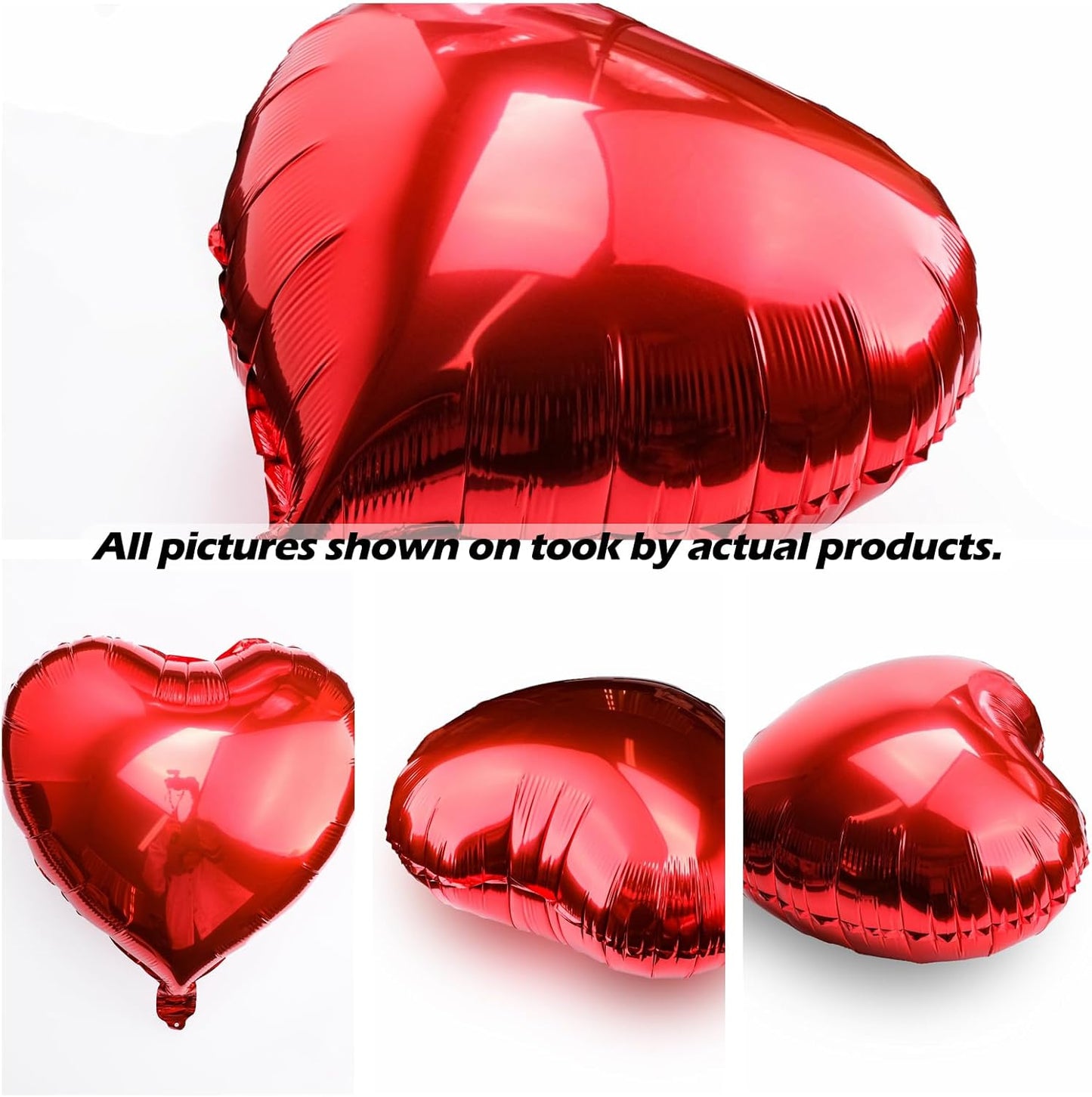 [4 Pcs] 32" Big Red Heart Foil Balloons, Big Giant Jumbo Heart Shaped Mylar Aluminium Decoration for Girl Valentine's Day Surprise Birthday Wedding