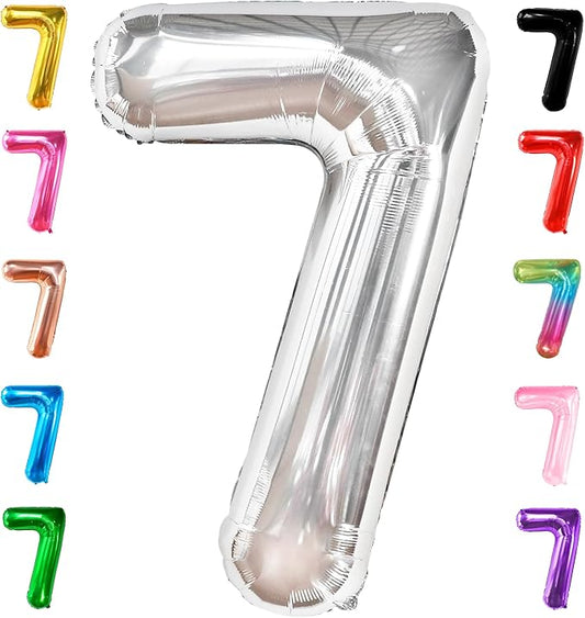 KatchOn, Giant Silver Number 7 Balloon - 40 Inch | 7th Birthday Balloon for 7th Birthday Decorations | 7 Balloons for Birthday | 7 Year Old Balloons for 7 Year Decorations