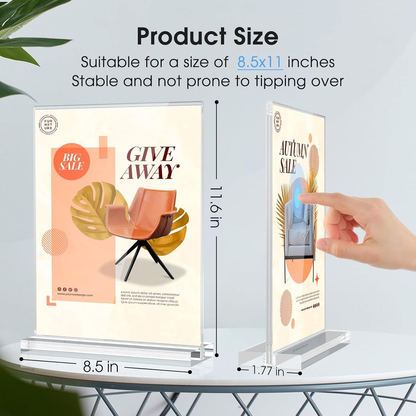 MaxGear Acrylic Sign Holder 8.5 X 11 Inches 18 Pack, Double Sided Plastic Display Stands Table Top Acrylic Frame, Clear Paper Holder Menu Flyer Stand for Stores, Restaurants, Hotels, Office