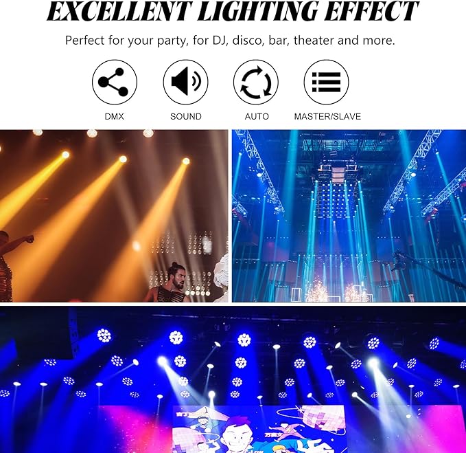 Outdoor Waterproof LED Par Lights 18x18W RGBWA UV 6in1 LED Light DMX Control Stage Light DJ Equipment Disco Lighting for Party, Club, Bar, Wedding, Halloween Decorations 2 Pack