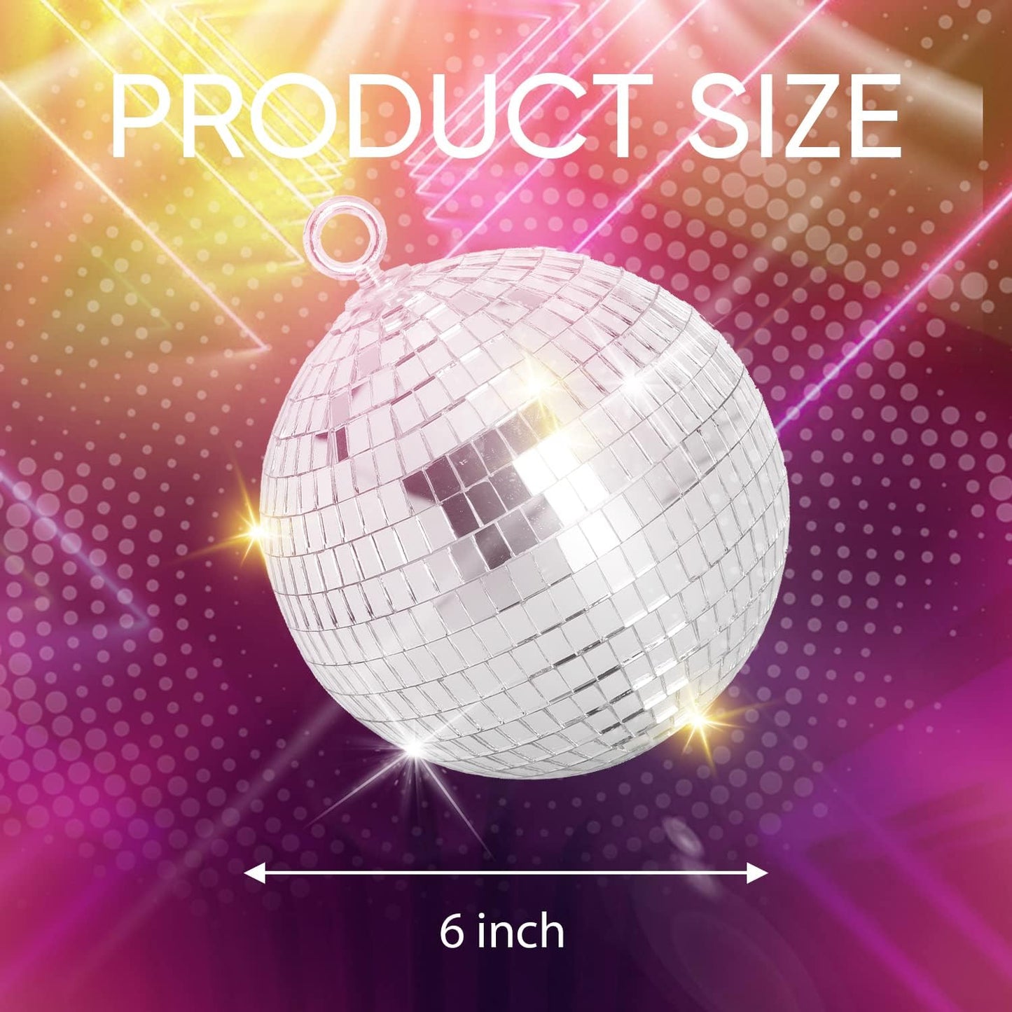 Mirror Disco Ball, 6 inch Mirror Ball Silver Disco Party Stage Lightning Balls with Hanging Rings for DJ, Dance, Wedding, Christmas, Birthday, Home Party Favors Decorations (6inch, Silver)