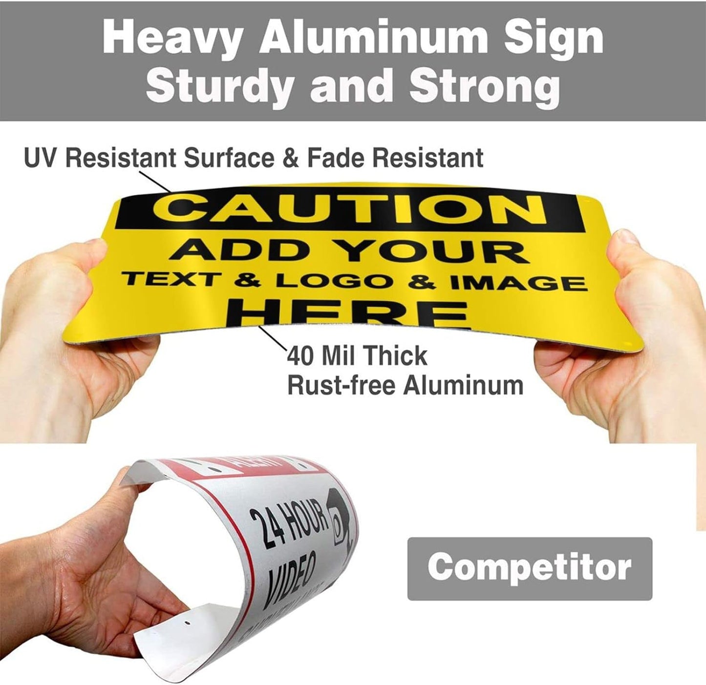 Custom Caution Signs Outdoor Metal - 12 x 8 Personalized Aluminum Warning Signs Rust-Proof Beware of Dog Sign Safety Signs for Home Business