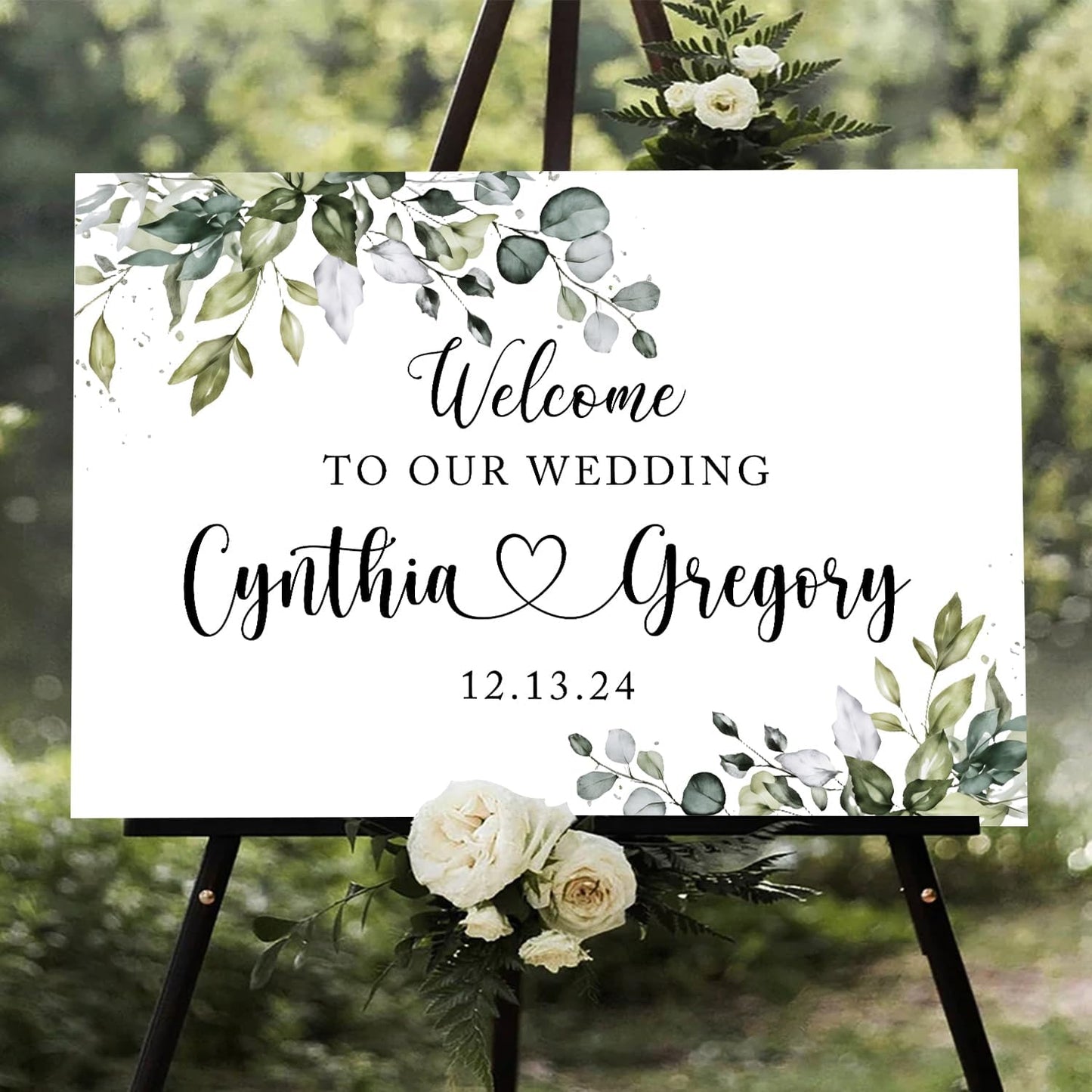 Custom Eucalyptus Wedding Welcome Sign Template, Elegant Eucalyptus Printable Sign for Ceremony or Reception
