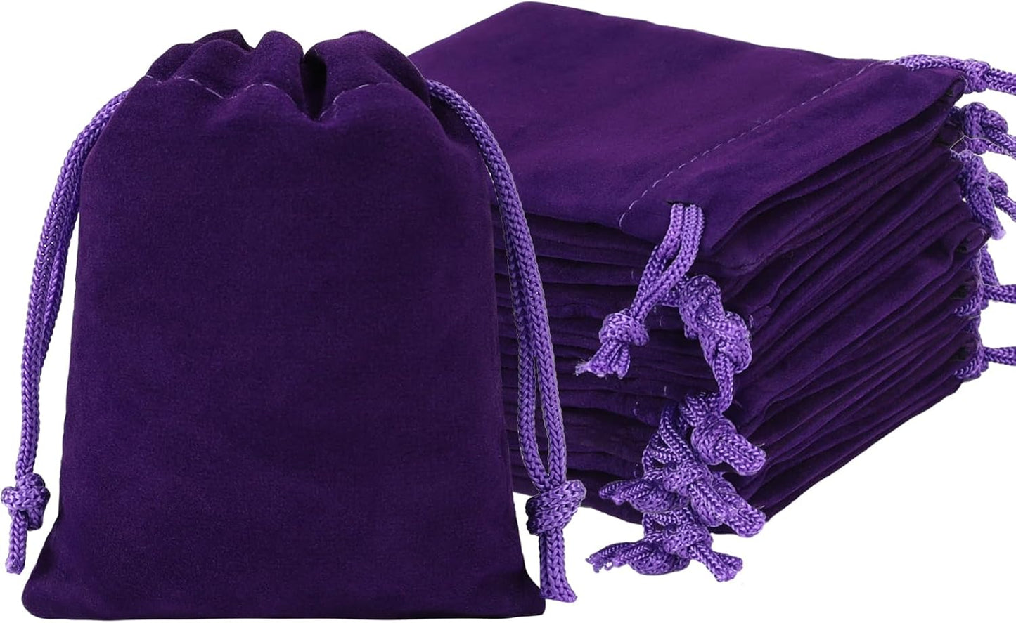 Shintop 10 pcs Velvet Bags with Drawstring, 3 x 4 Inch Little Purple Jewelry Pouches Gift Packaging Cloth Dice Bags for Small Gift, Party Favor