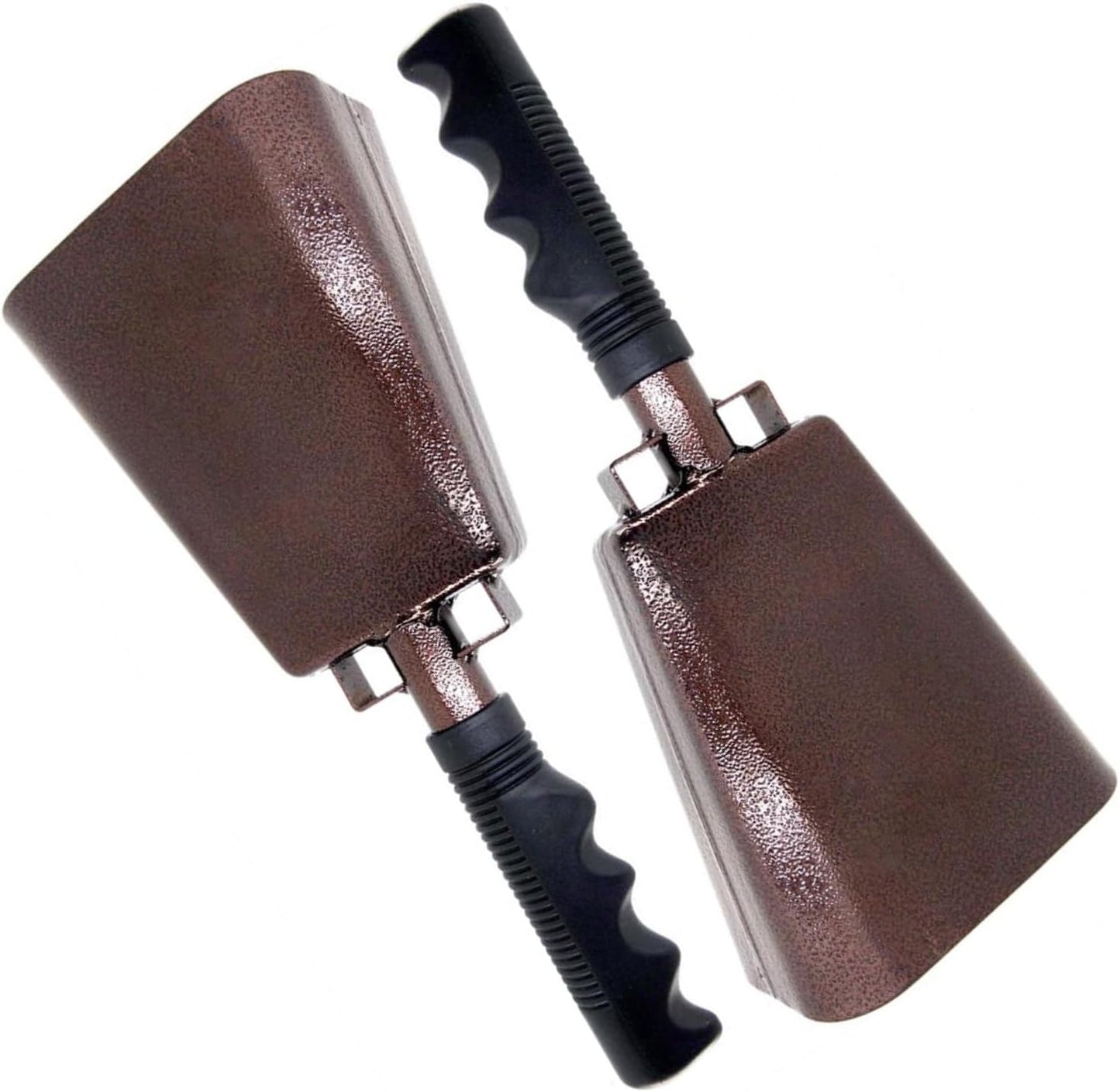 Deke Home - 2 Pack 10 Inch Steel Cowbells with Handle, Loud Noise Makers for Football, Sports, Parties, Competitions, School Spirit & Safety, Large Hand Bell for Cheering & Percussion Instrument