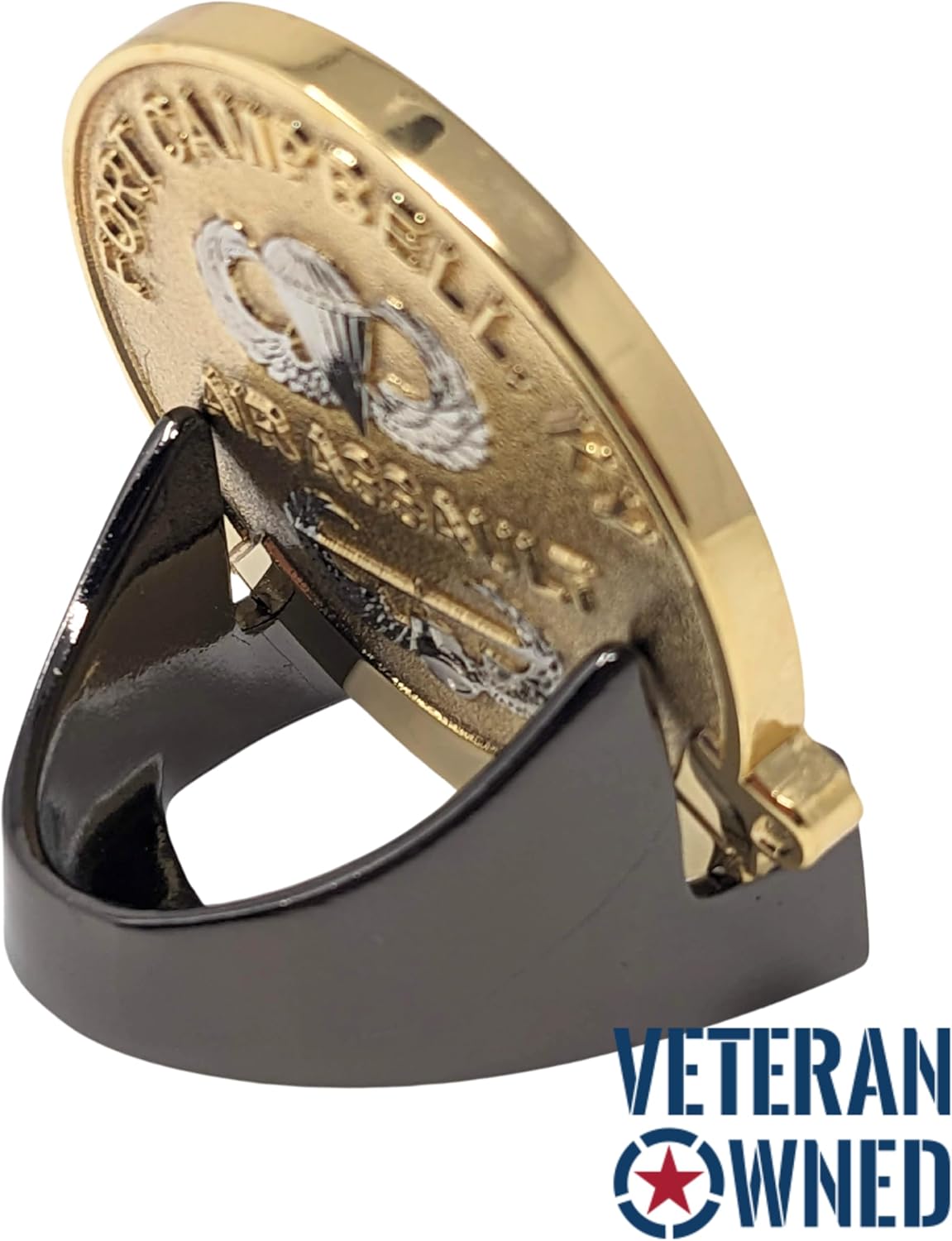 Military Challenge Coin Display Stand - Solid Metal with Anodized Finish - US Vet. Business (Black) (Black Two-Pack)