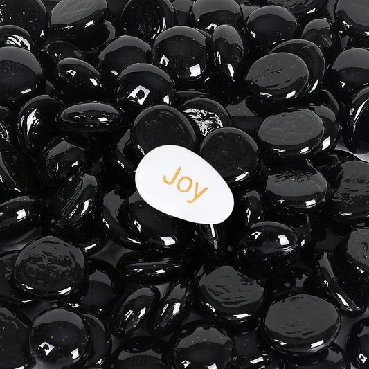 5LB Fire Glass Beads Flat Glass Marbles for Outdoor Fire Pit and Fireplace, Glass Gemstones for Vase Filler, Aquariums, Hydroponics Plants, Home Decor and Christmas DIY Craft, Black