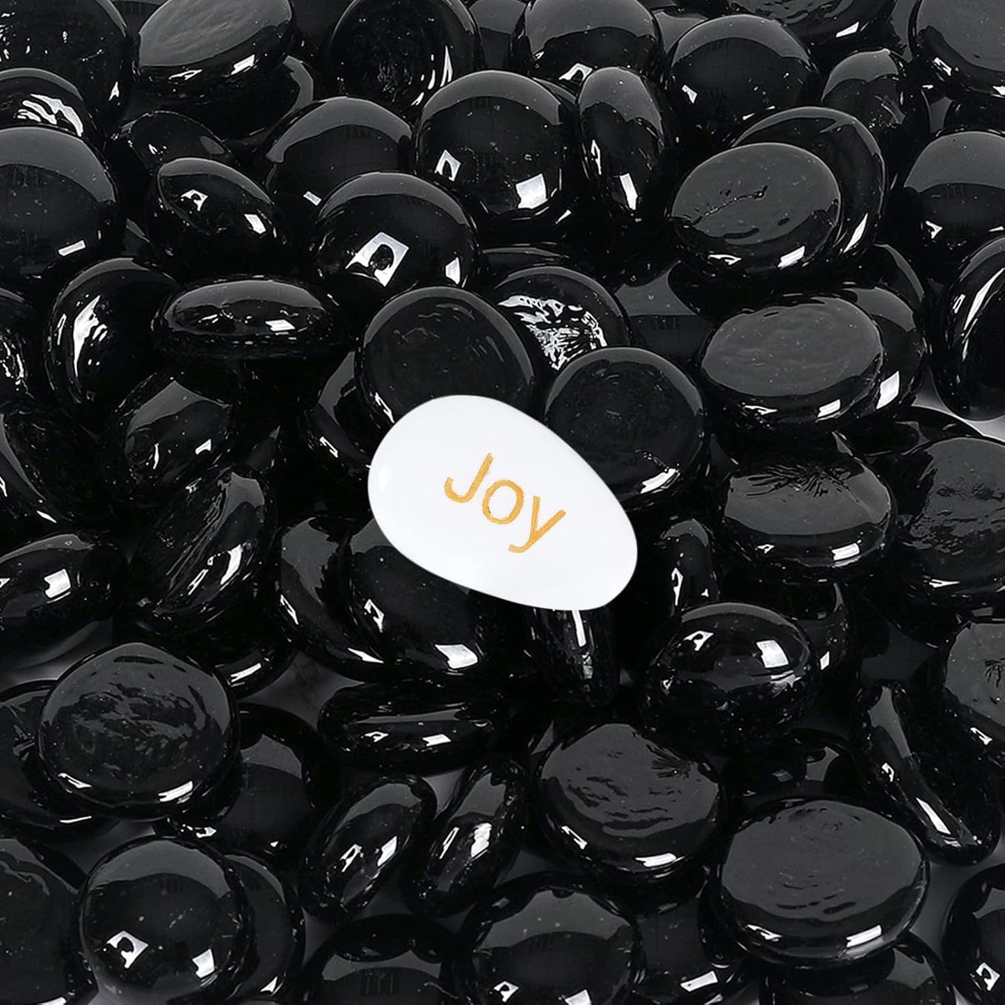 11LB Fire Glass Beads Flat Glass Marbles for Outdoor Fire Pit and Fireplace, Glass Gemstones for Vase Filler, Aquariums, Hydroponics Plants, Home Decor and Christmas DIY Craft, Black