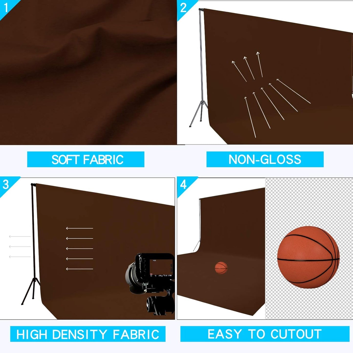 ISSUNTEX 5X7 ft/1.5X2.1 Meters Brown Background Photo Backdrop, Photo Studio, Collapsible High Density Screen for Video Photography and Television