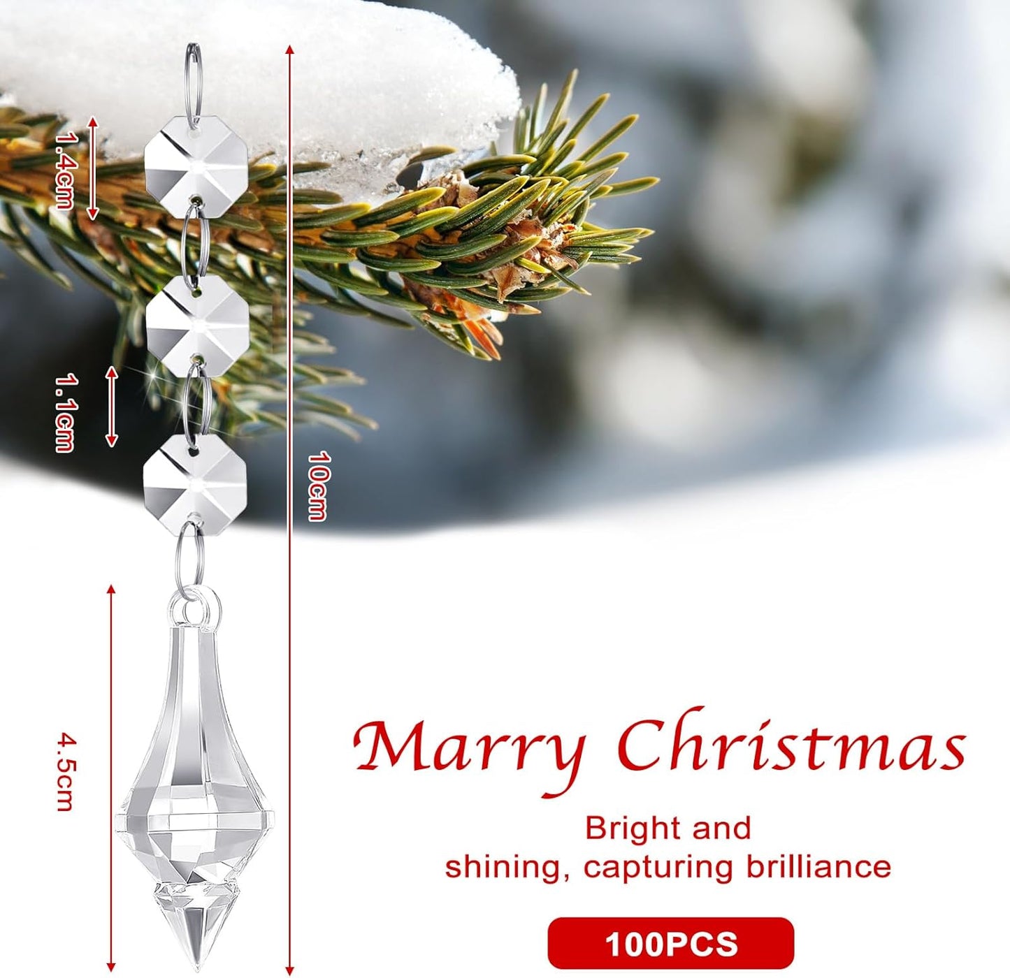Nuenen 100 Pcs Hanging Crystals for Centerpieces Acrylic Chandelier Garland Beads Strands Prism Decorations Clear Teardrop Chandelier Crystals Pendant Wedding Home Garden Outdoor Ornaments(Lantern)
